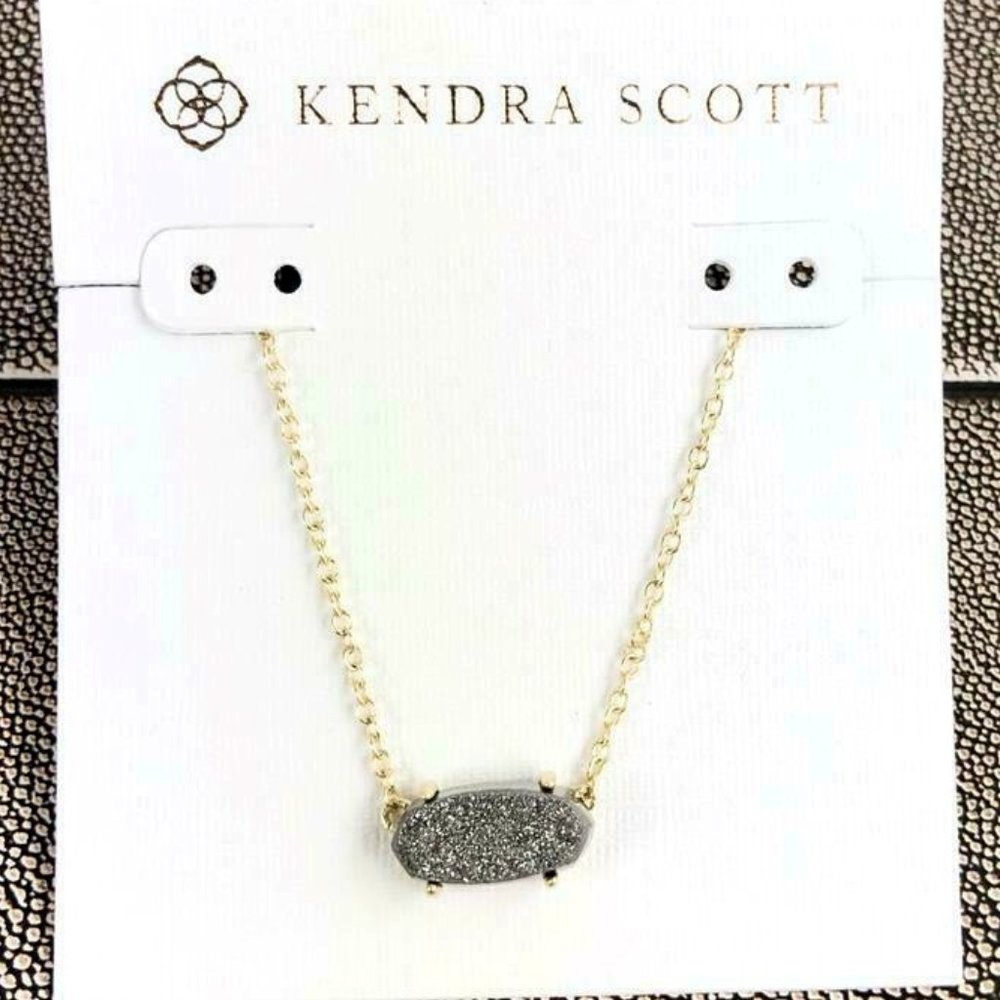 Kendra Scott Ever Platinum Drusy Pendant Gold Plated Necklace